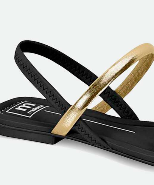 Sandália Feminina Rasteira Tiras Metalizada Moleca