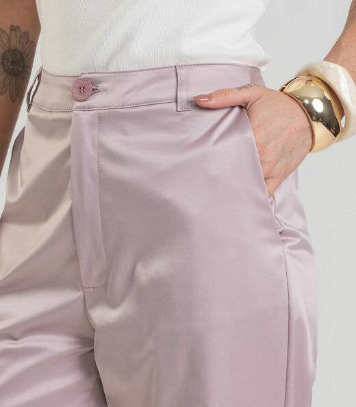 Calça Feminina Pantalona em Tecido Plano Dianna Cinza