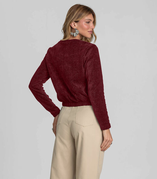Blusa Feminina Manga Longa Tricot Shine Dianna Vermelho