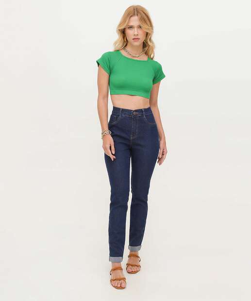 Image_Calça Jeans Feminina Cigarrete Barra Dobrada