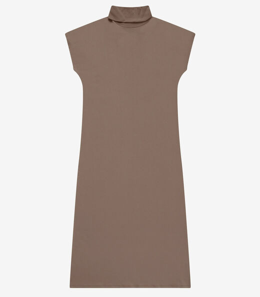 Vestido Super Midi Feminino Com Gola Alta Rovitex Marrom