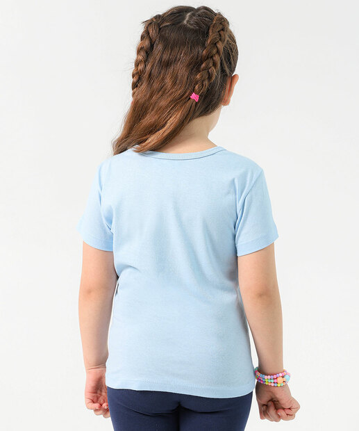 Camiseta Infantil Stitch e Angel Tam 4 a 10 Azul