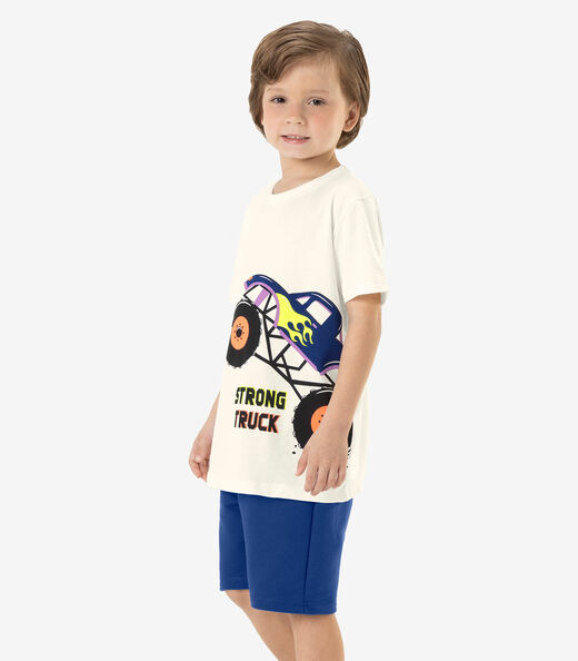 Conjunto Infantil Camiseta Com Bermuda Rovi Kids Bege