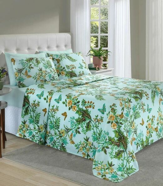 Jogo De Cama 200 Fios Queen 4 Peças Lar E Lazer Verde