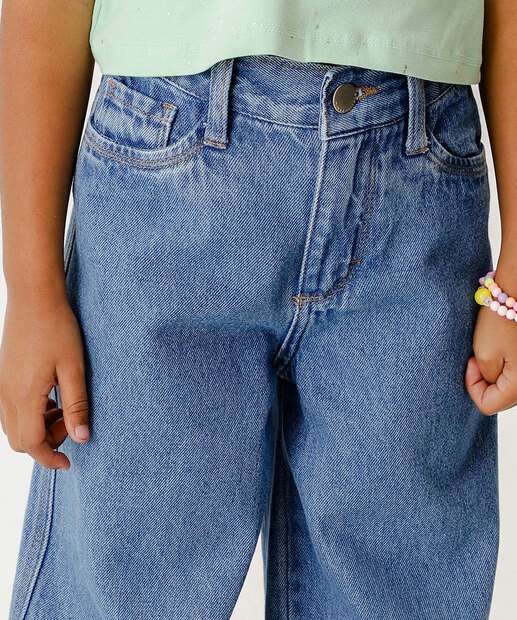 Calça Jeans Wide Leg Infantil Marisa Tam 4 a 10