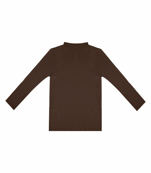 Blusa Manga Longa Feminina Canelada Select Marrom