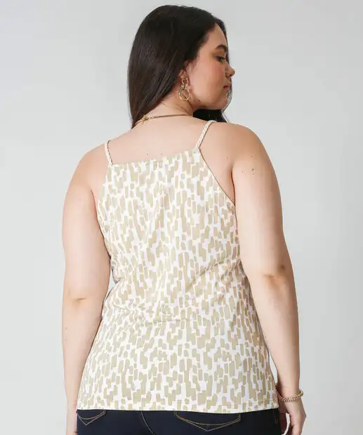 Blusa Plus Size Feminina Estampada Marisa Bege