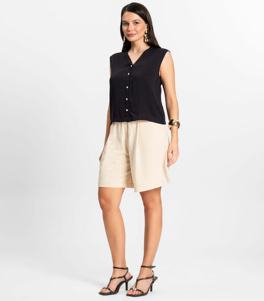 Camisa Feminina Viscose Sarjada Pesada Rovitex Preto