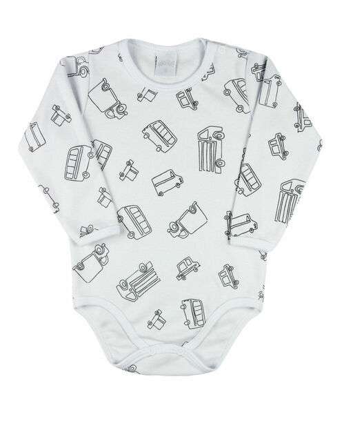 Macacão Bebe Menino Salopete Plush e Body Suedine Bordado Carrinho - Mescla