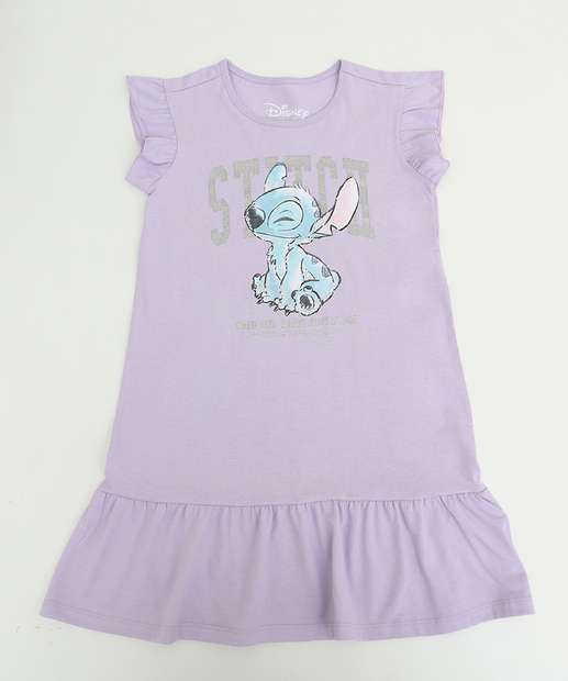 Vestido Infantil Stitch Disney Tam 4 a 10 Roxo