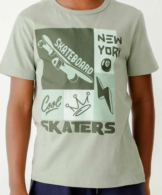 Camiseta Infantil Estampa Skate MR Tam 4 a 10