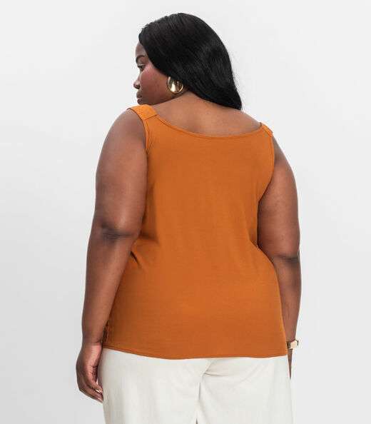 Regata Feminina Plus Size Infinita Cor Chocolate