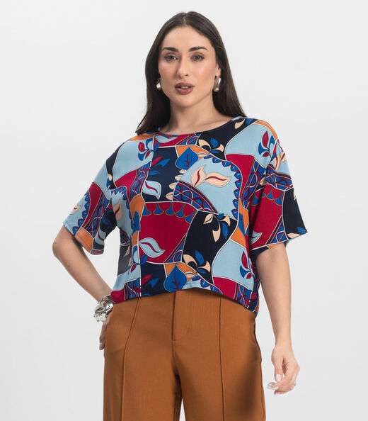 Blusa Feminina Estampada Infinita Cor Azul