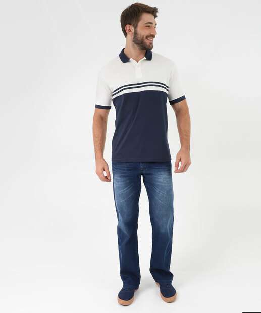 Image_Calça Masculina Jeans Reta Bolsos Azul