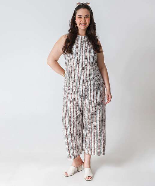 Image_Calça Plus Size Feminina Pantacourt Estampada Marisa Off White