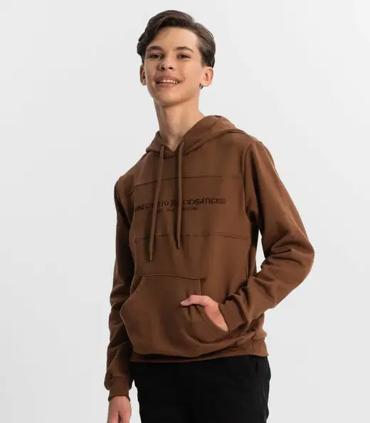 Blusão Juvenil Masculino Com Capuz Minty Marrom