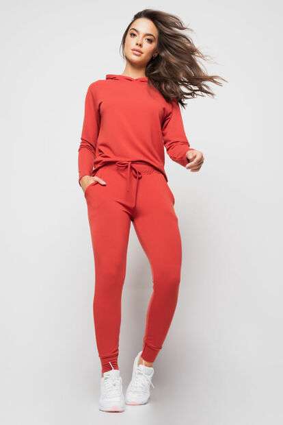 Conjunto  Comfy Com Casaco Capuz e Jogger Moletinho Terracota Salvatore Fashion