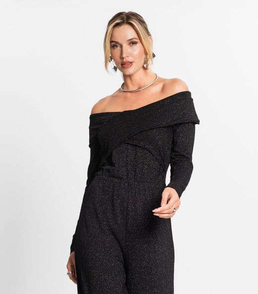 Macacão Feminino Manga Longa Endless Preto