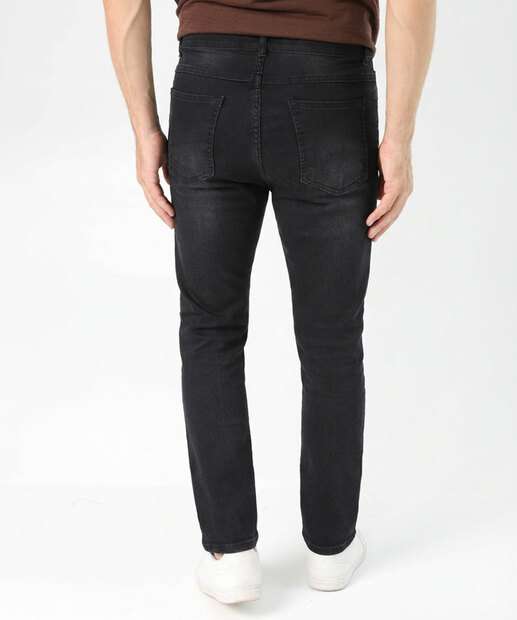 Calça Masculina Jeans Skinny Bolsos Preta