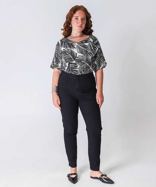 Image_Calça Plus Size Feminina Jeans Skinny Push Up Preto