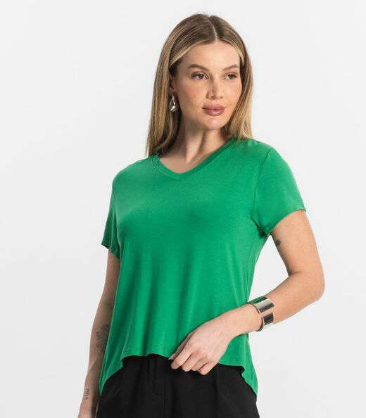 Blusa Básica Feminina Viscotorcion Rovitex Verde