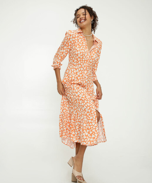 Vestido Midi Feminino Chemise Corações Marisa  