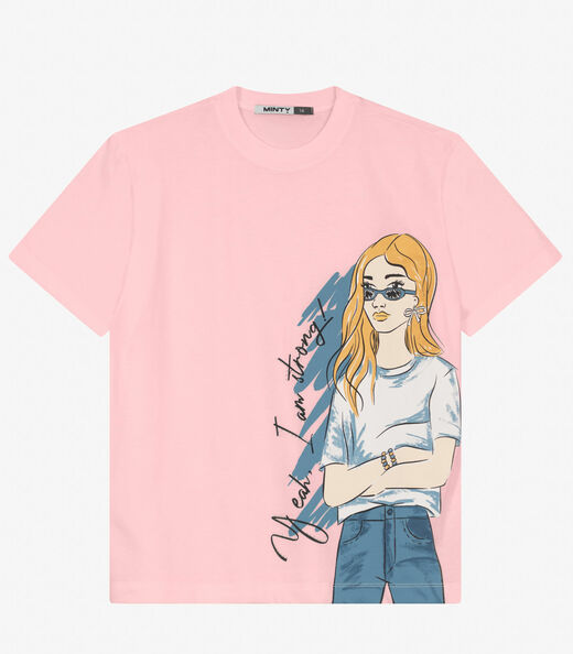 Image_T- Shirt Juvenil em Meia Malha Minty Rosa