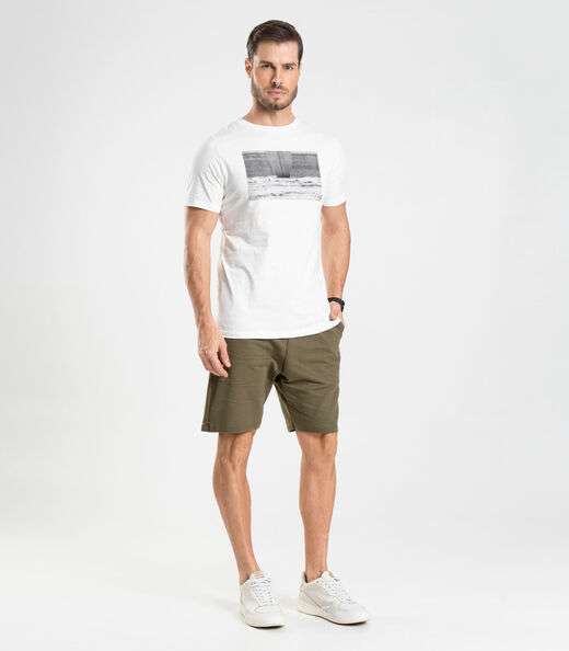 Camiseta Masculina Meia Malha Diametro Bege