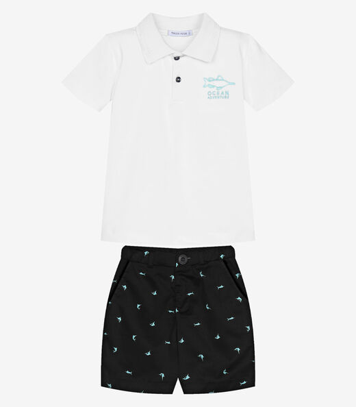 Conjunto Infantil Polo Com Bermuda Trick Nick Branco