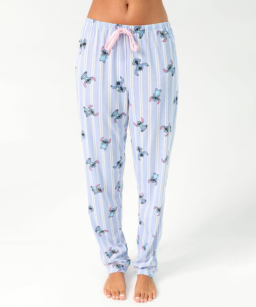 Pijama Americano Feminino Stitch Disney Azul