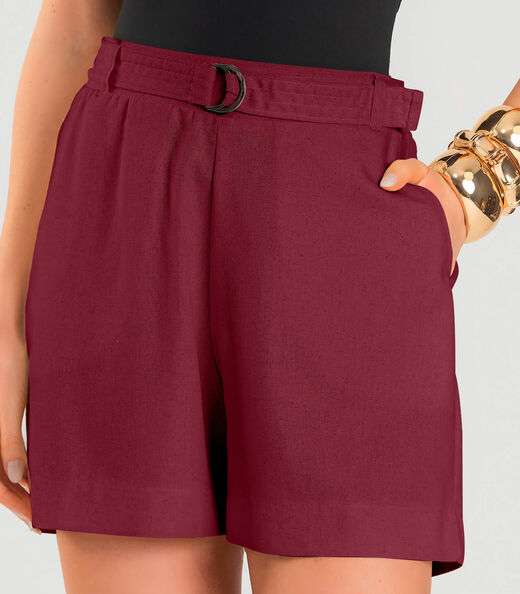 Shorts Feminino Com Cinto Dianna Vermelho