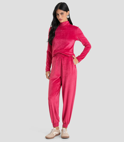 Blusa Feminino Manga Longa Veludo Cotelê Dianna Vermelho
