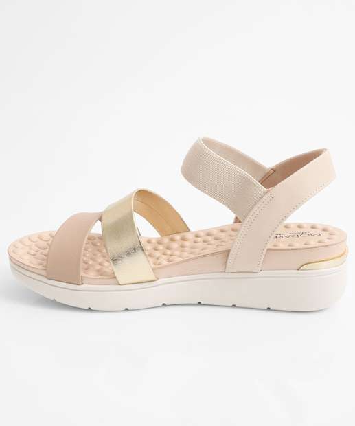 Sandália Feminina Flatform Tiras Modare Bege