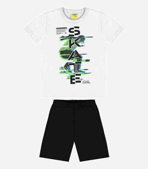 Conjunto Infantil Masculino Skate Rovi Kids Branco