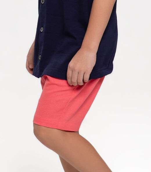 Bermuda Infantil Masculina Em Linho Trick Nick Rosa
