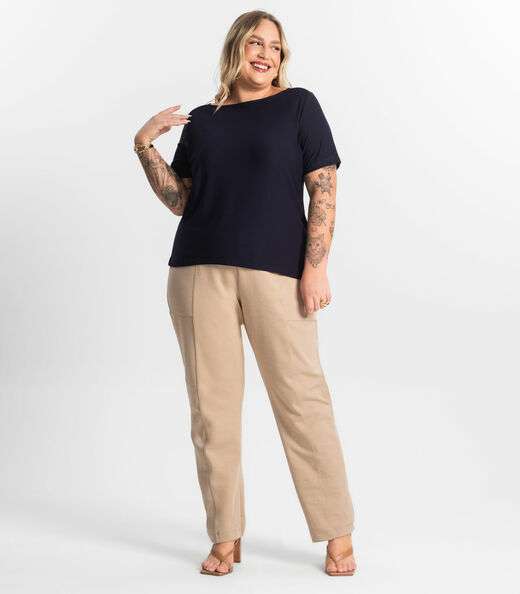Blusa Feminina Manga Curta Secret Glam Azul