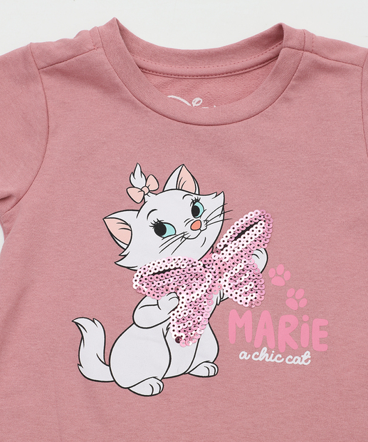 Vestido Infantil Moletinho Babado Marie Disney Tam 1 a 3 Rosa