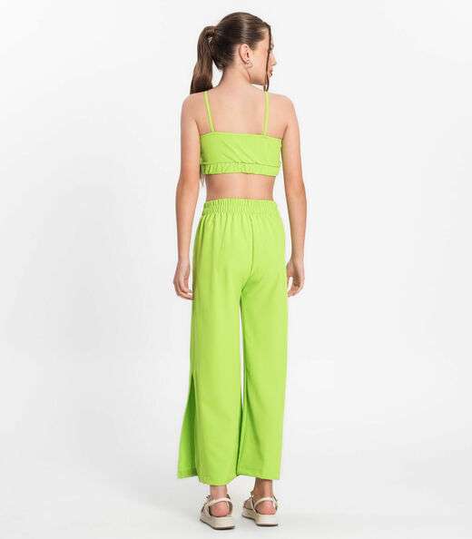 Calça Juvenil Feminina Em Crepe Light Minty Verde