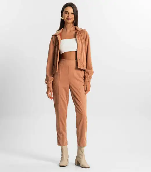 Calça Suede Feminina Rovitex Marrom