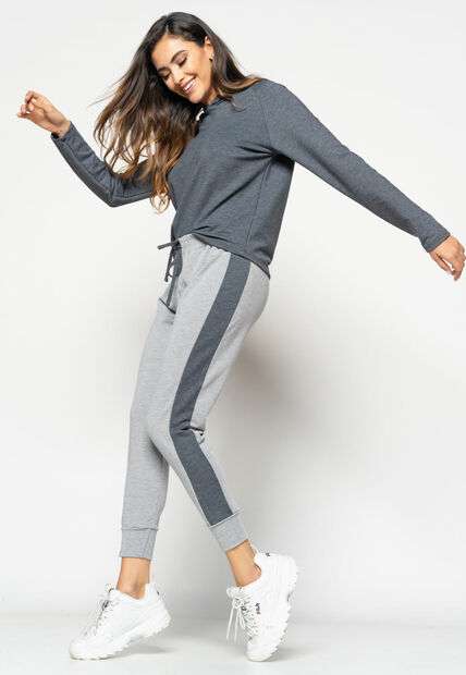 Image_Calça  Comfy Jogger Com Faixa Lateral Moletinho MesclaeGrafite Salvatore Fashion