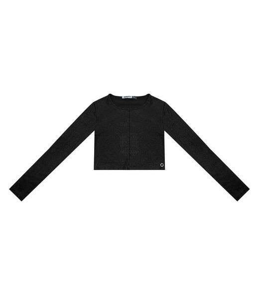 Blusa Cropped Juvenil Manga Longa Minty Preto