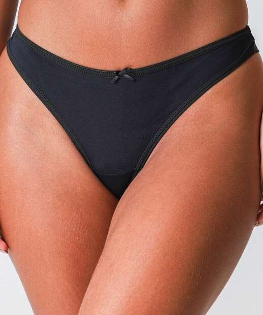 Kit 2 Calcinhas Fio Dental Laço Marisa Preto