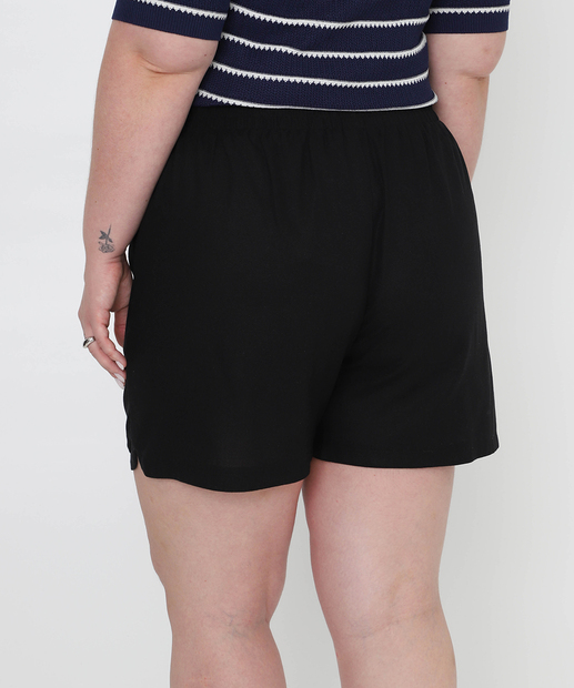 Short Plus Size Feminino Cintura Alta Cordão Marisa Preto