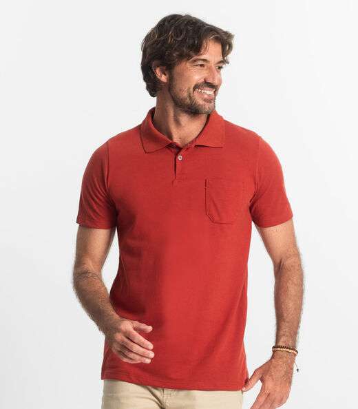 Polo Masculina Pique Diametro Vermelho