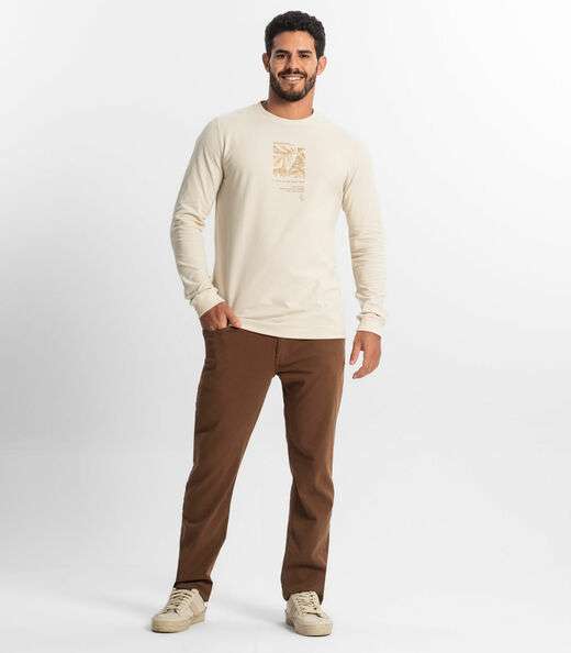 Camiseta Masculina Manga Longa Diametro Bege