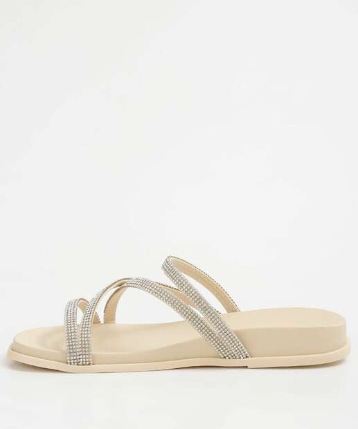 Rasteirinha Feminina Tiras Strass 