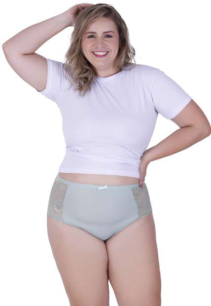 Kit 3 Calcinhas Chantily Plus Size Microfibra Concept Lingerie Multicolorido