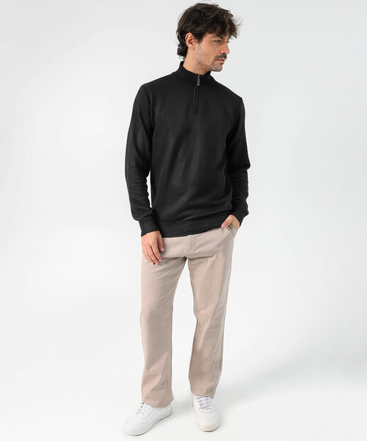 Suéter Masculino Tricô Half Zíper MR Preto