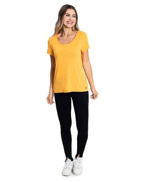 Blusa Feminina Viscotorcion Básica Rovitex Amarelo