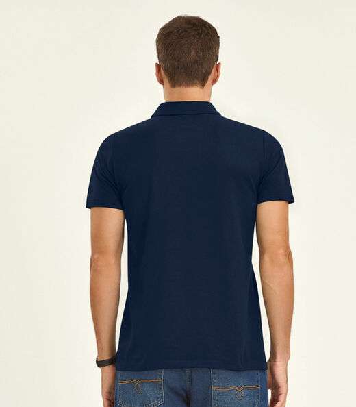 Camisa Polo Básica Masculina Diametro Azul